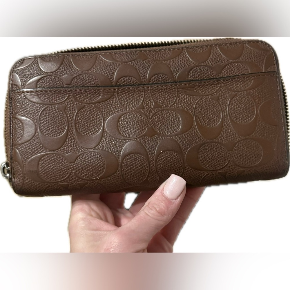 Coach Embossed Brown Leather Wallet